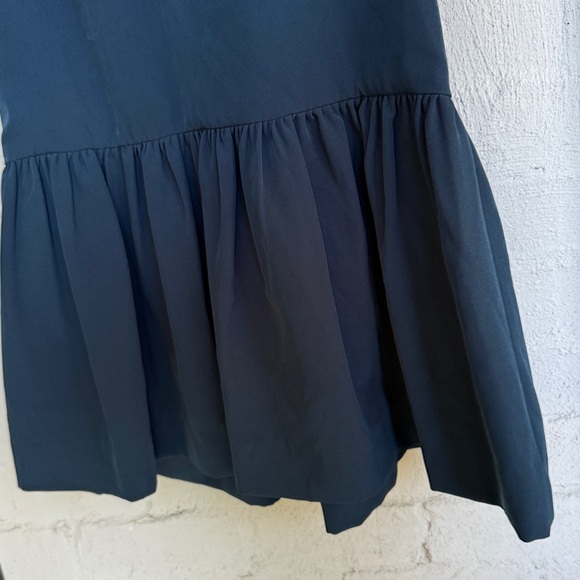 NWT Milly Katelynn Drop-Waist Halter Mini Dress w Ruffle Hem Deep Teal Size 2 - Picture 7 of 14